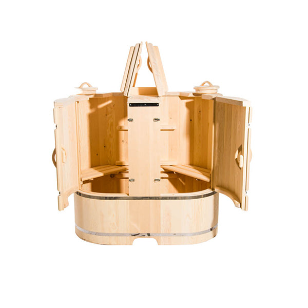 Duo Stylized Cedar Barrel Sauna